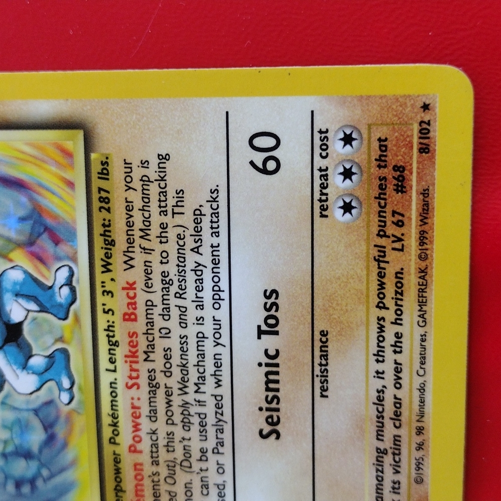 1st Edition 1995 Machamp Holographic Card (8/102) - Picture 4 of 6